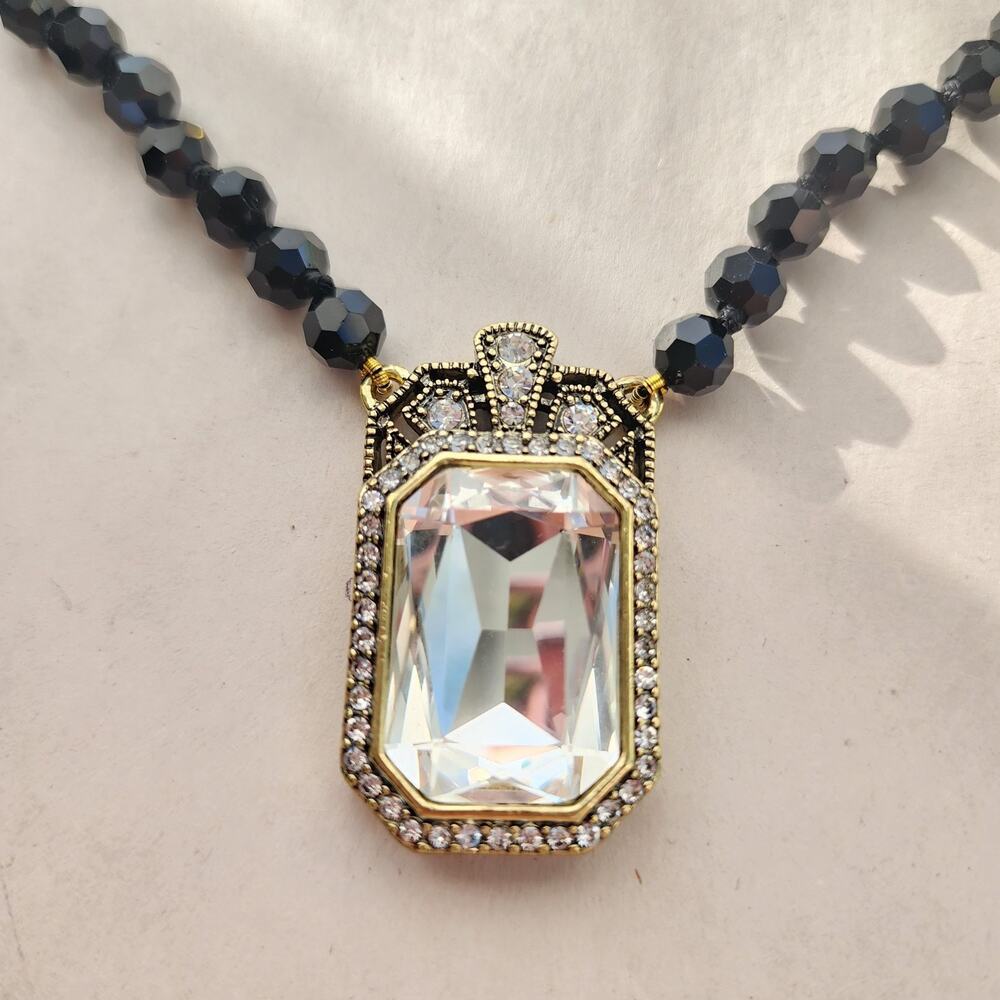 Heidi Daus Necklace Swarovski Crystal Black White New Statement Royal - Picture 5 of 9